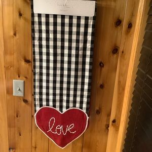 Nicole Miller Checkered Red Heart Table Runner